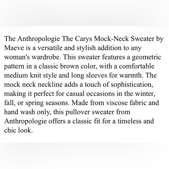 Anthropologie Cary’s Mock Neck Sweater size XL NWT - Picture 4 of 12
